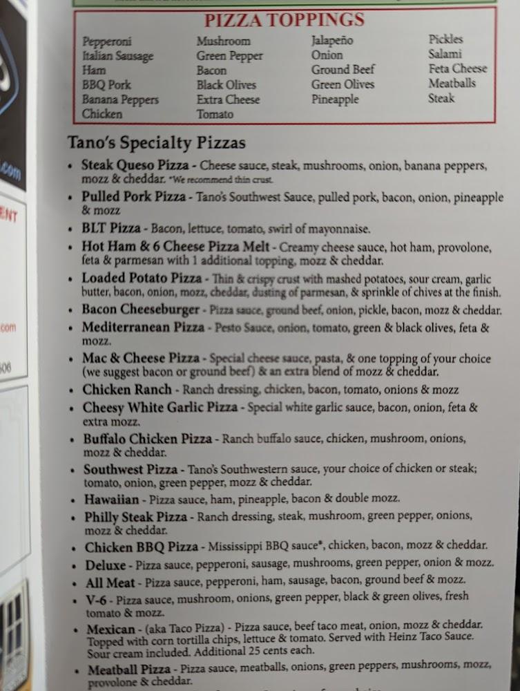 Tano's Pizza Bryan Ohio Gerhart's LLC Menu image 2