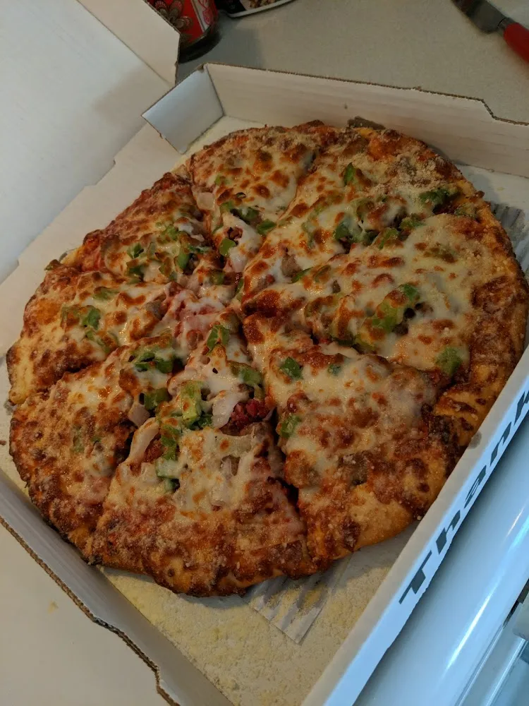 Pizza with Sausage and Peppers and Onions